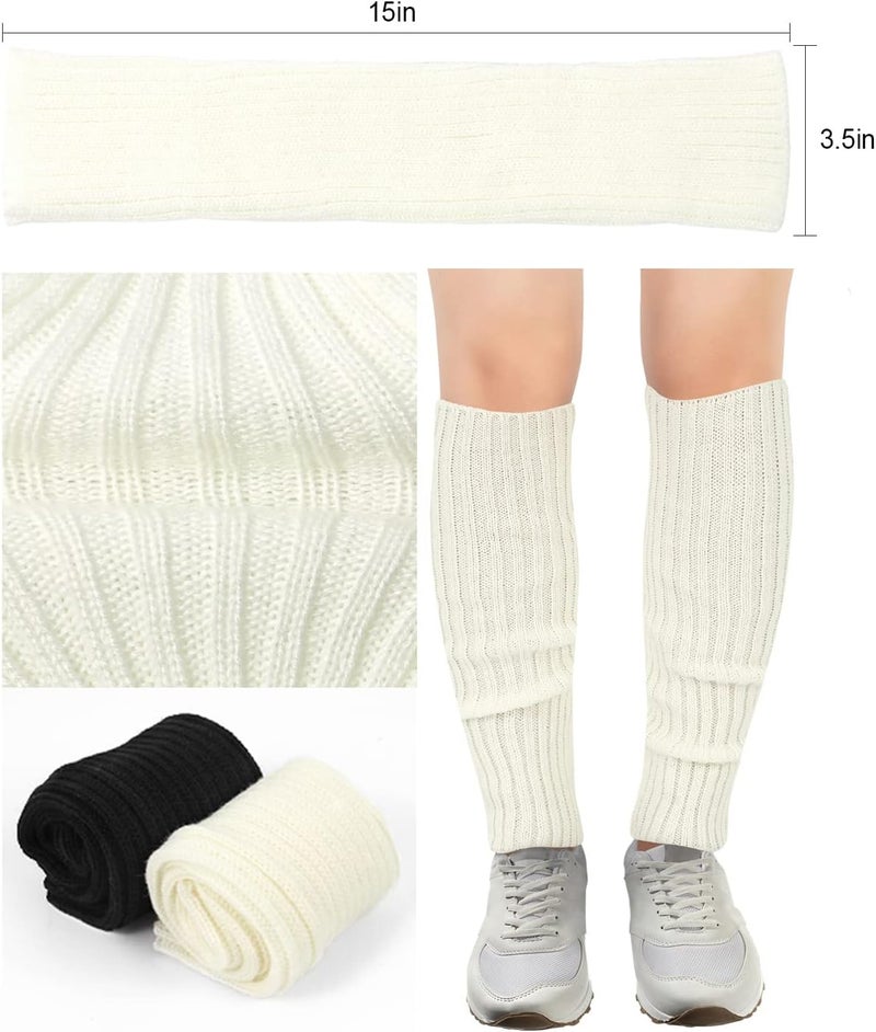 Junely 2 Pairs Leg Warmers for Women 80s Ribbed Knit Leg Warmer Pack for Ballet Dance Figure Skating Yoga Party Neon - Image 3